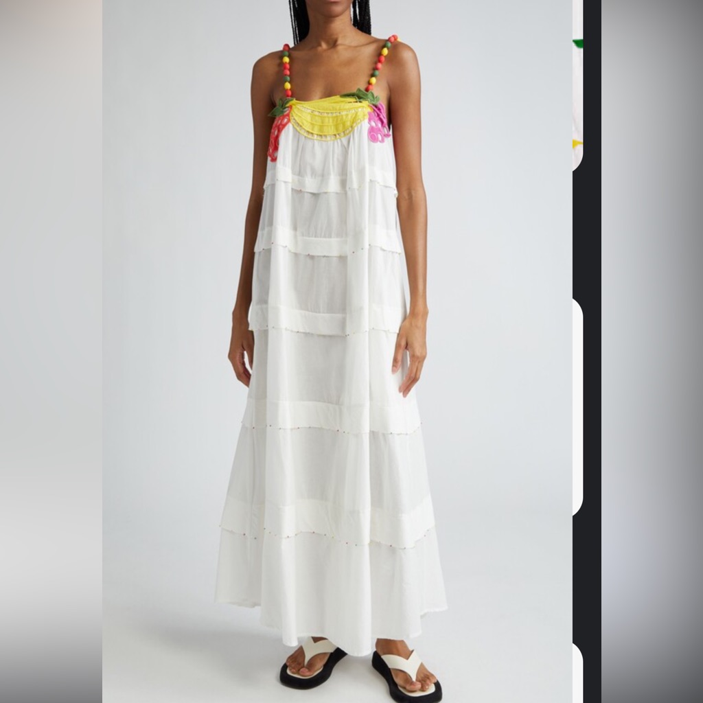 Farm Rio Fruit Sleeveless Tiered Maxi Dress